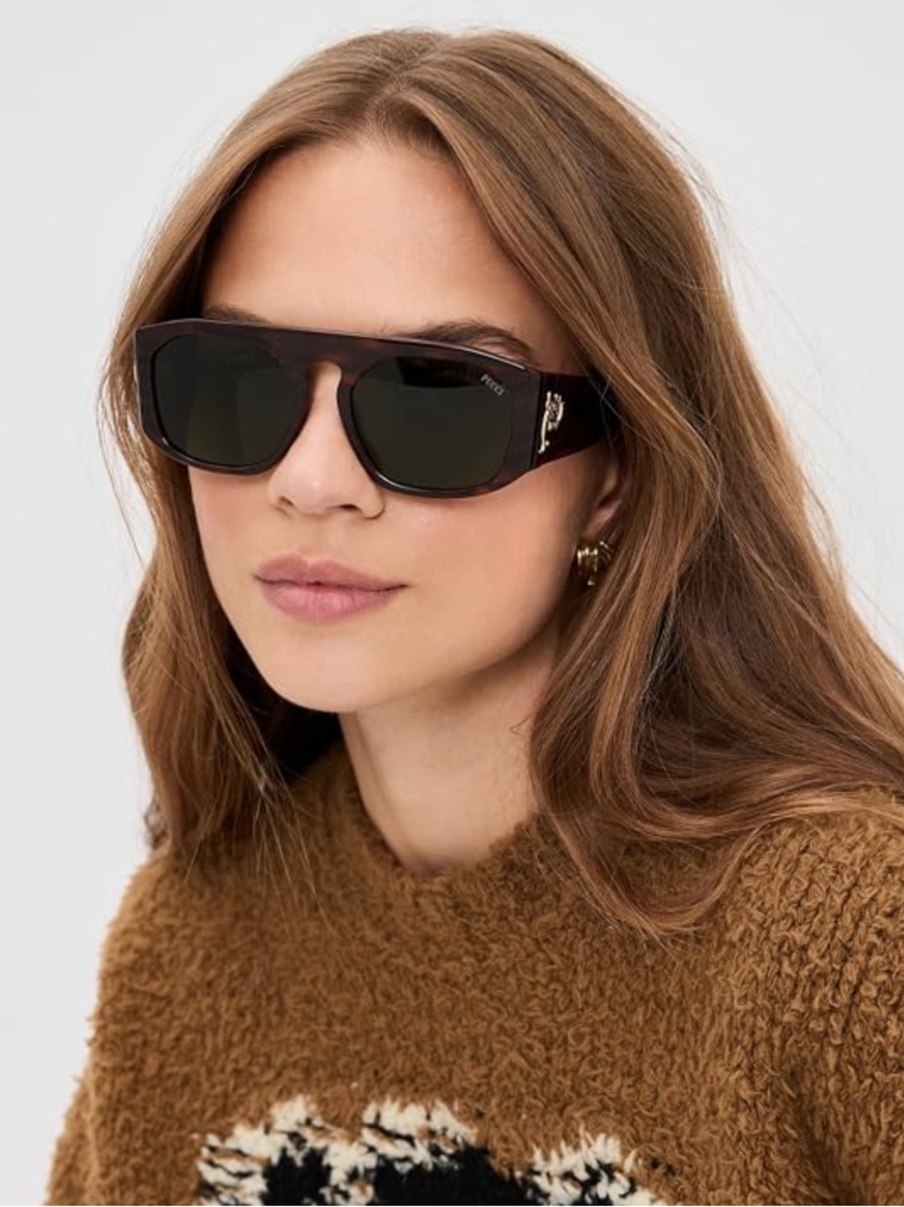 Emilio Pucci Brown Tortoiseshell Aviator Sunglasses